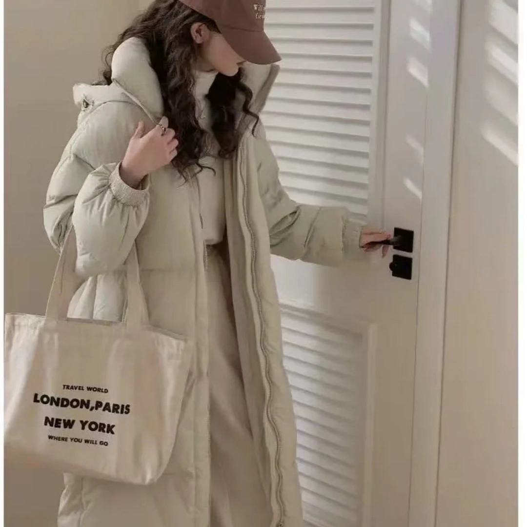 2024年新款东大门羽绒服女长款宽松过膝加厚连帽鸭绒外套8809时尚