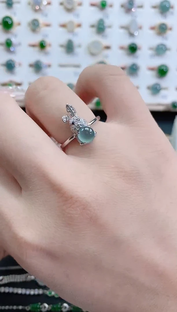 银S925镶嵌戒指翡翠天然翡翠