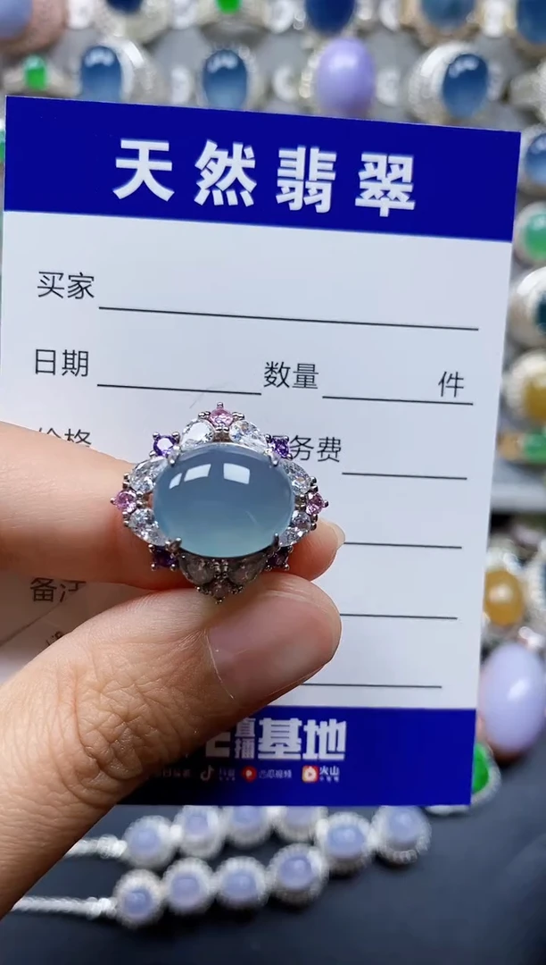 翡翠戒指银S925镶嵌318