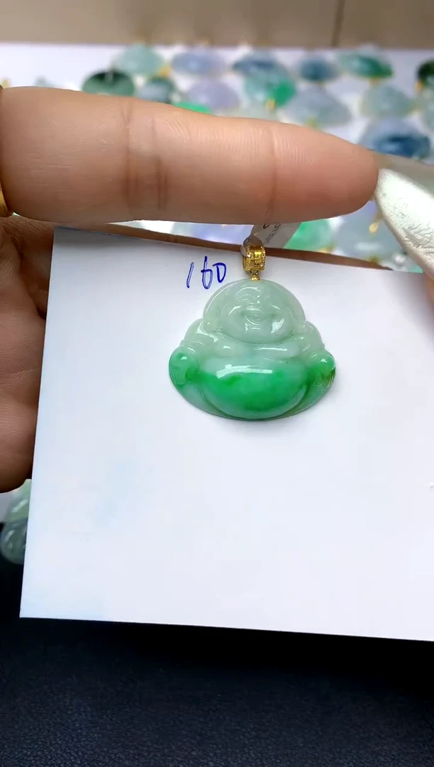 【闪购商品】翡翠颈饰18K金镶嵌天然A货翡翠