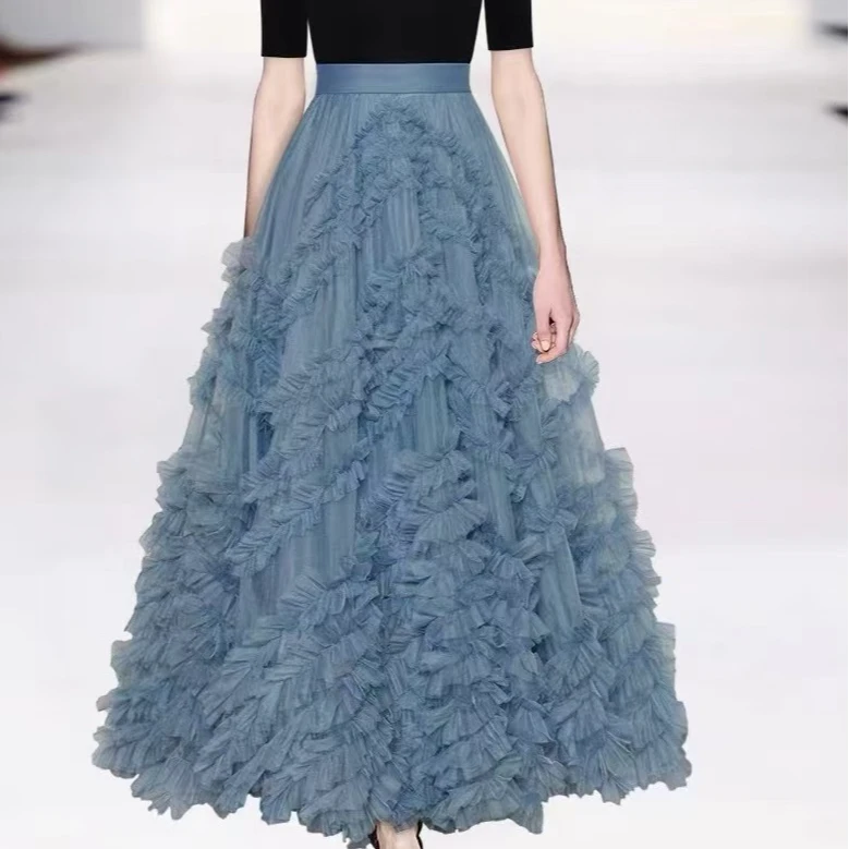 风华珏（安妮）春夏网纱时尚法式蕾丝中长款半身裙蕾丝