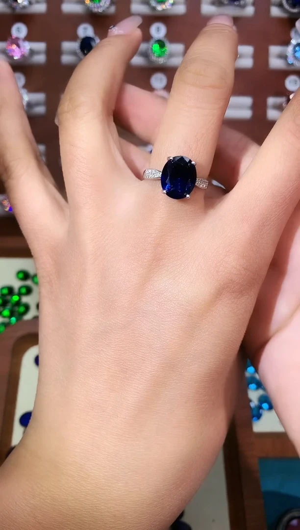 无925银皇家蓝色戒指