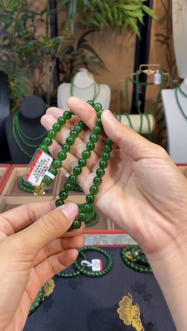 颈饰未镶嵌和田玉（碧玉）8菠菜微矿锁骨链