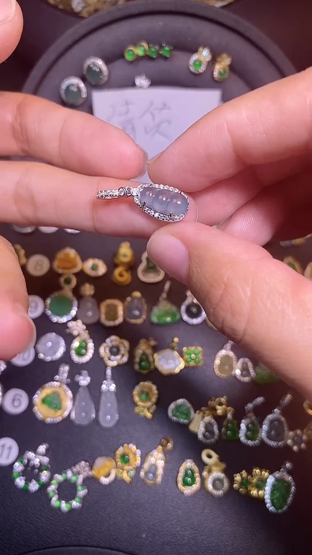 吊坠(不含链)银S925镶嵌翡翠1