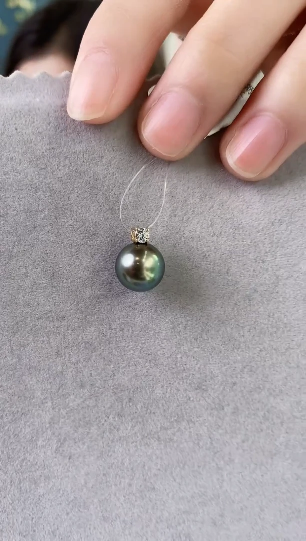 【闪购商品】海水珍珠吊坠(不含链)18K金镶嵌10-11大溪地黑珍珠吊坠