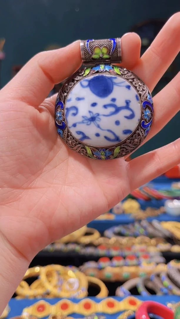 【闪购商品】非遗技艺花丝镶嵌瓷片吊坠 微瑕