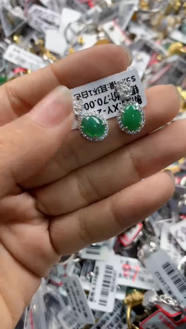 银S925镶嵌戒指翡翠10     8