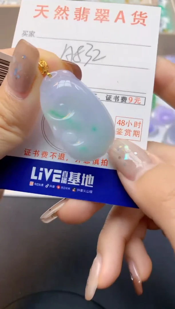 颈饰18K金镶嵌翡翠天然A货翡翠百元以上9元证书费自理