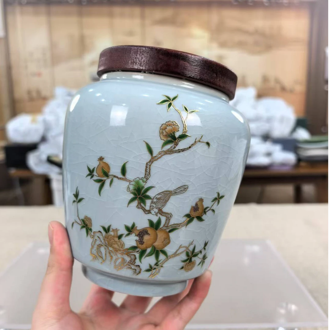 【闪购商品】哥窑石榴陶瓷茶叶罐
