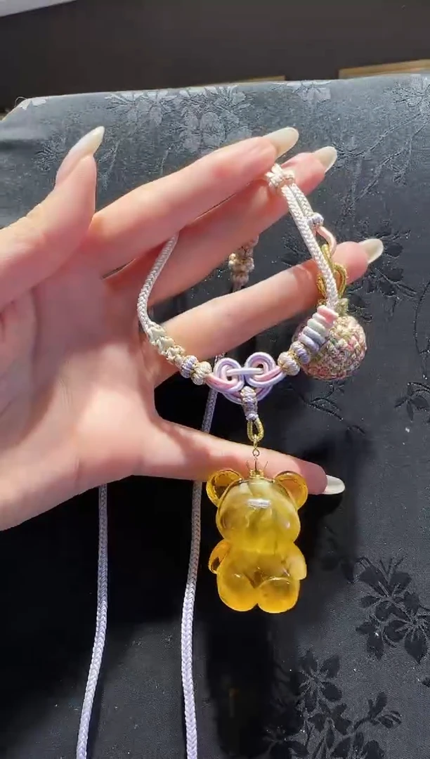 【闪购商品】琥珀项链未镶嵌蜜蜡小熊编绳款项链