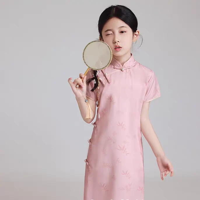 女童旗袍夏款气质薄款夏季演出服旗袍公主小女孩古装古风中式