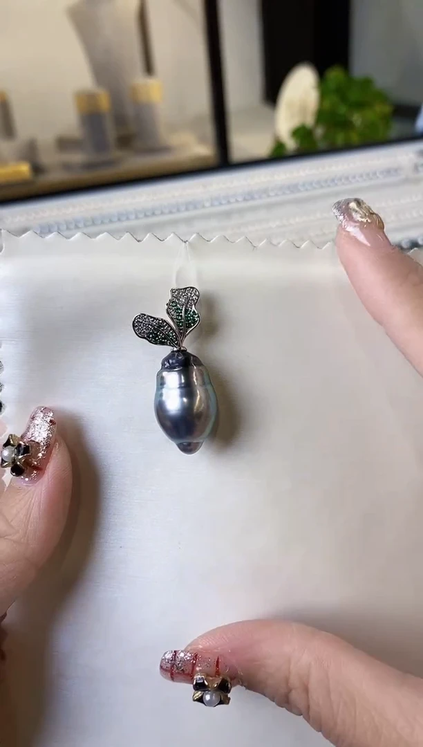 【闪购商品】海水珍珠吊坠(不含链)银S925镶嵌13-14海水珍珠吊坠