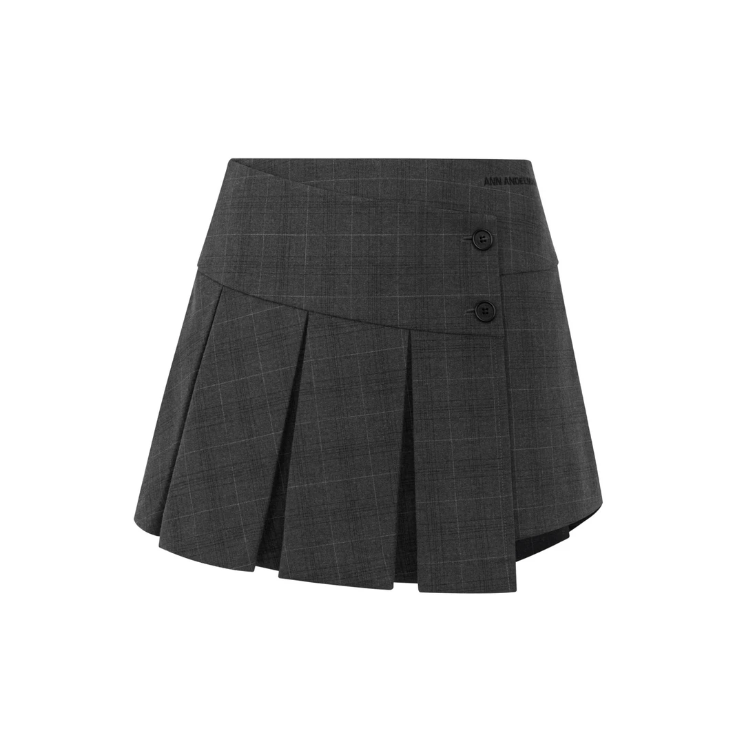 ANN ANDELMAN裙裙子高腰时尚百搭黑色学院风灰色格子