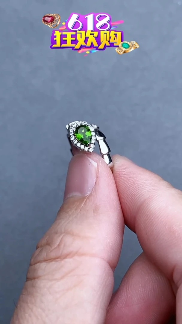 戒指透辉石银S925镶嵌..........