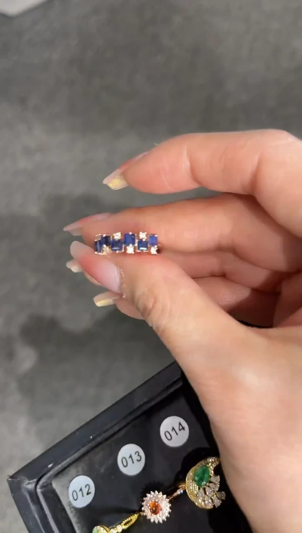 戒指蓝宝石银S925镶嵌成品戒指