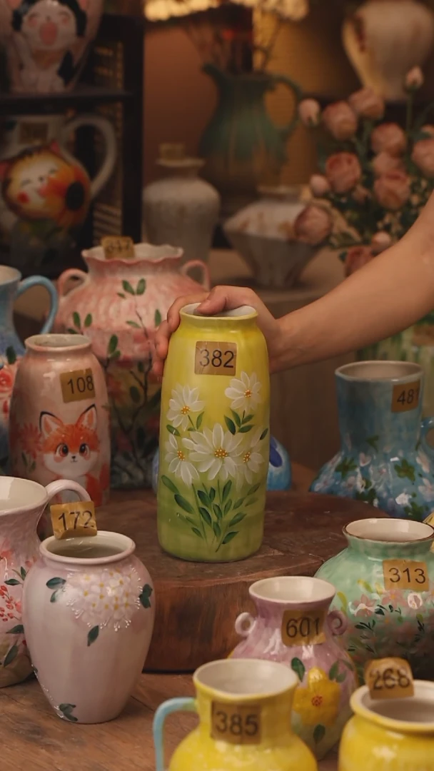 陶瓷382景德镇设计师手作花器摆件侘寂风