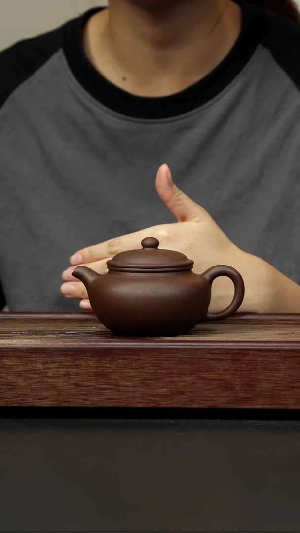 紫砂茶壶老紫泥 永福莲子