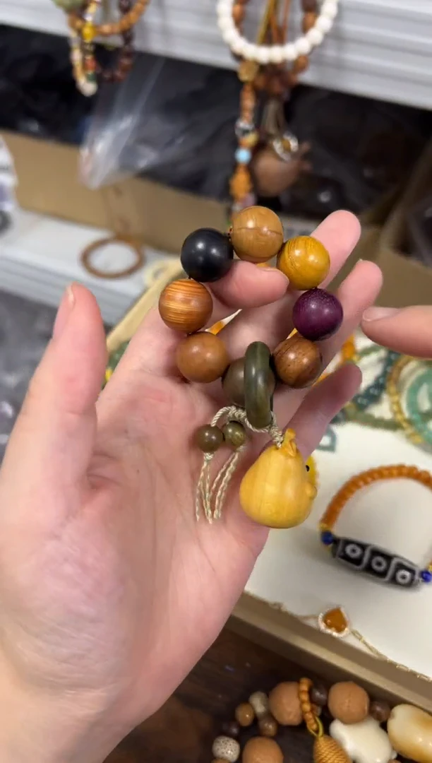 檀香木无事牌多宝八宝檀木鸭梨手捻[2807]