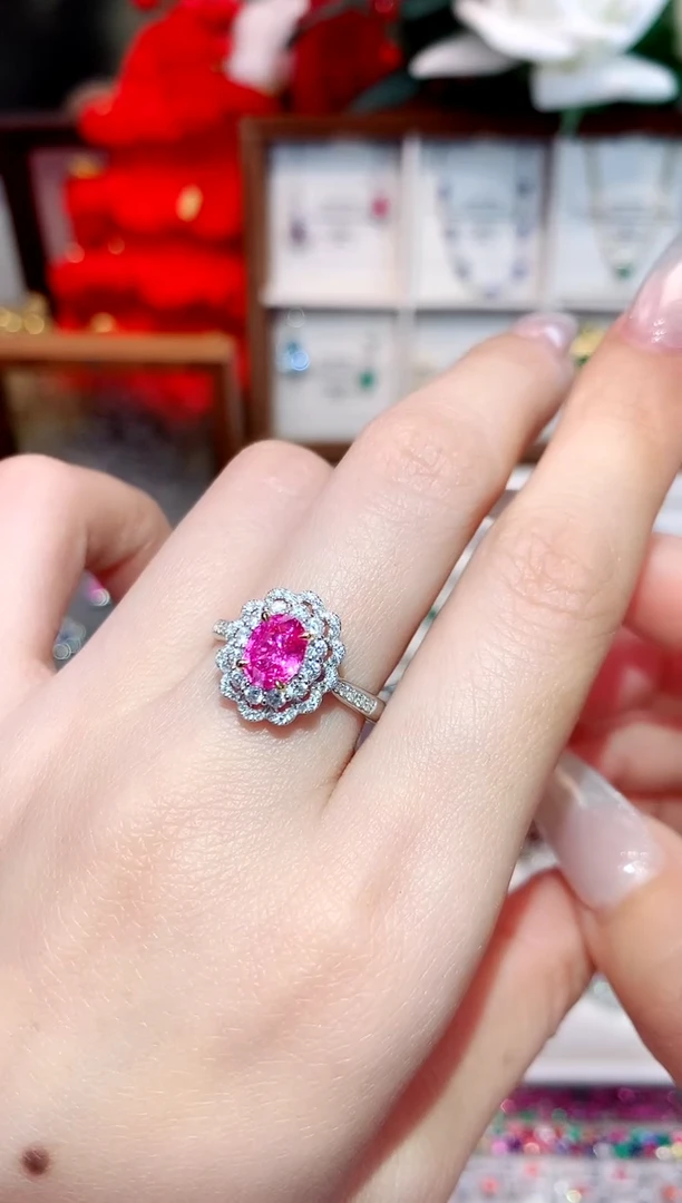 戒指彩色蓝宝石18K金镶嵌1.15ct/天然宝石/七天无理由