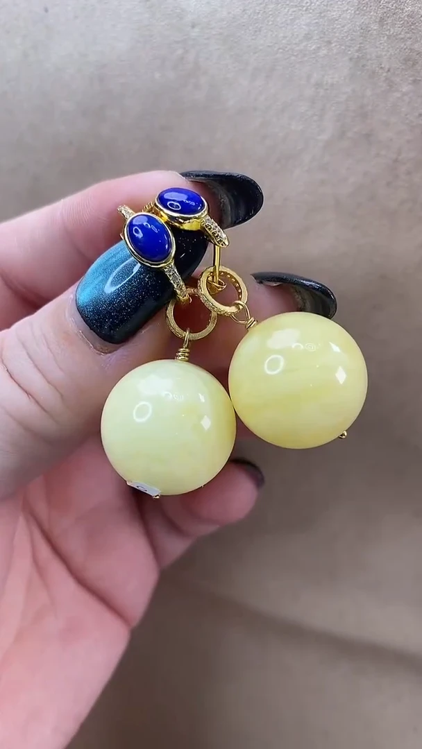 琥珀颈饰未镶嵌耳环