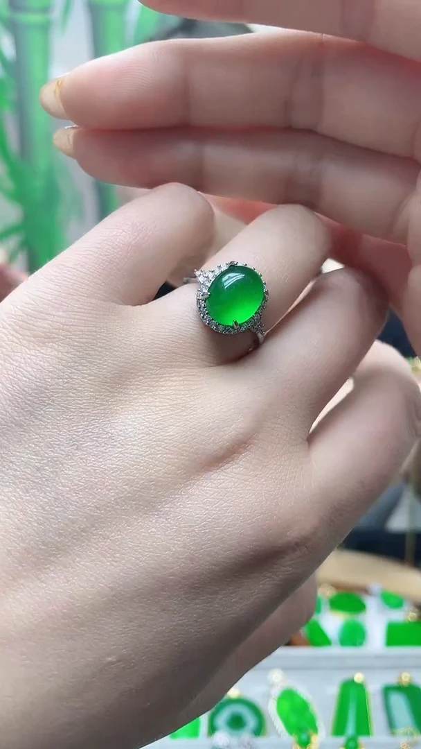 银S925镶嵌戒指翡翠J01