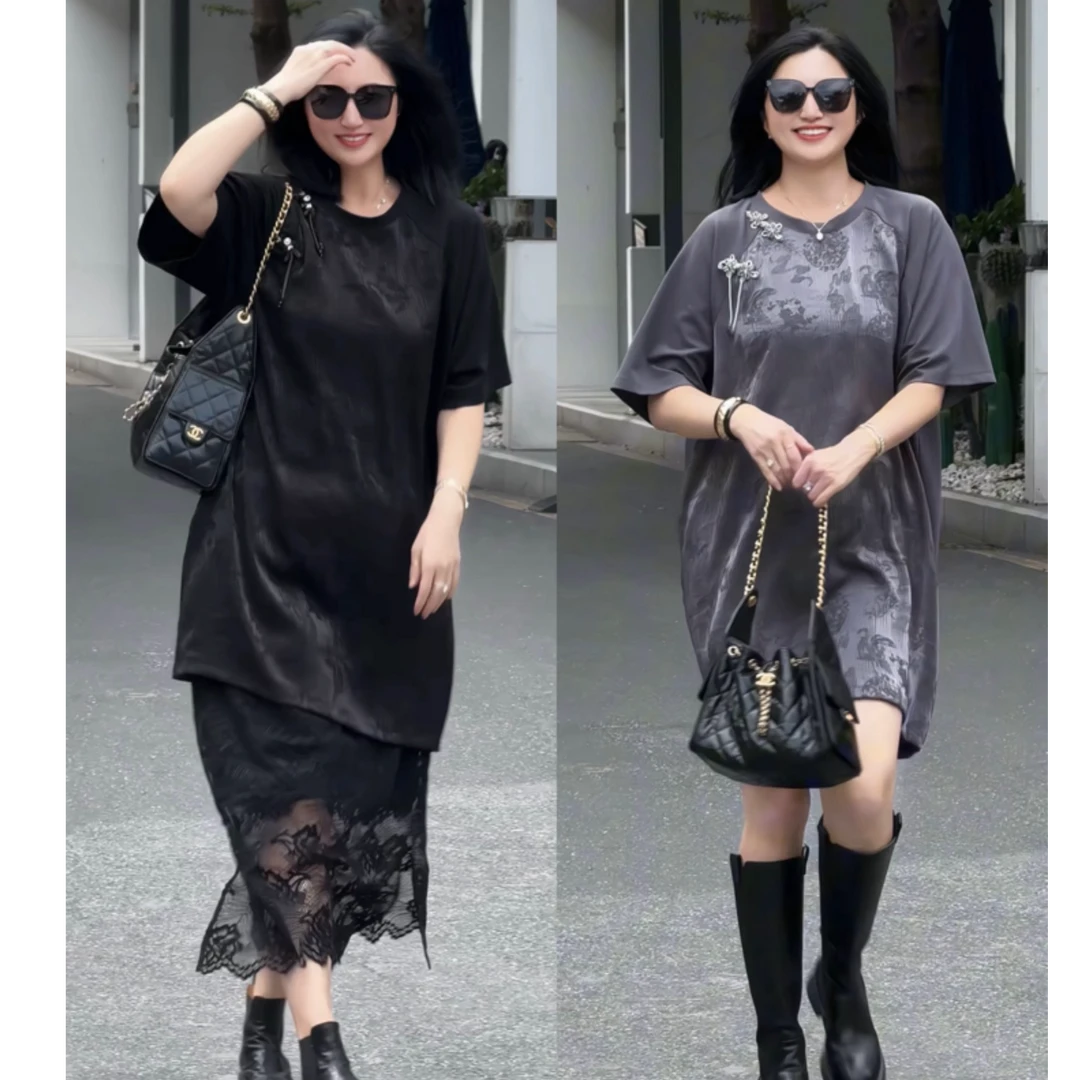 【夏日轻氧穿搭8077款】2025年巴瑟大码女装宽松显瘦百搭潮流卫衣裙