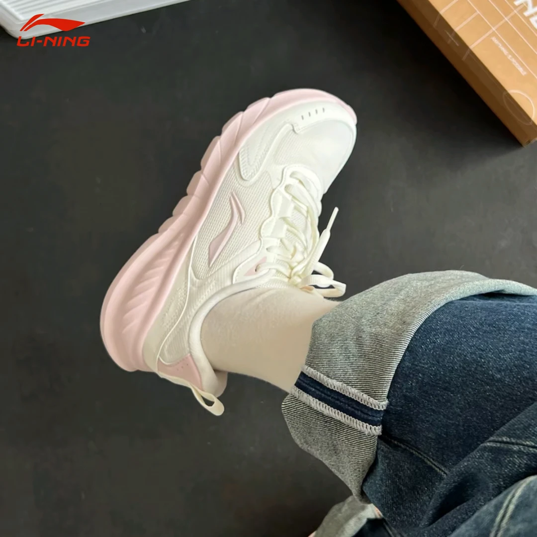 李宁轻岚跑步鞋女鞋秋季新款粉色清新百搭休闲鞋舒适软弹运动鞋子