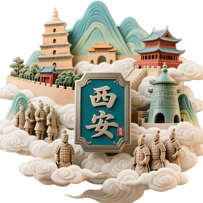 西安兵马俑金属浮雕冰箱贴文创纪念品旅游景点创意礼物装饰送朋友