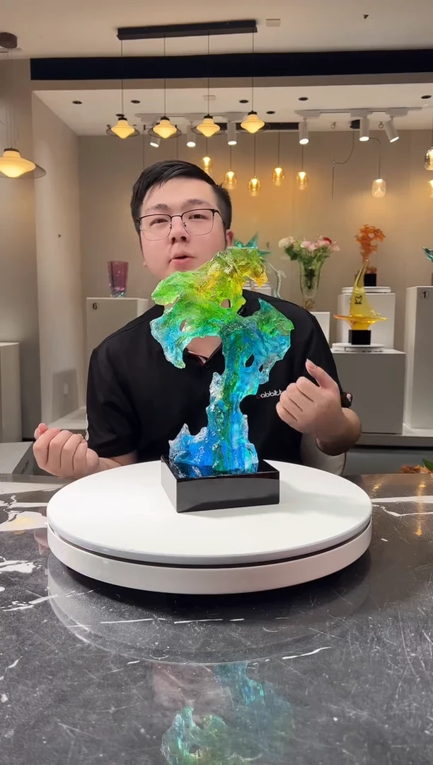 摆件巴比特美学-蓝绿色中号太湖石+底座