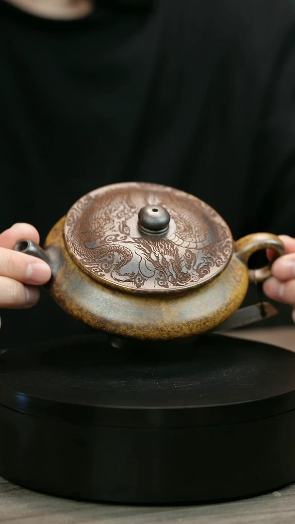 茶壶紫砂j*王H2134李小琴柴烧大明扁炉