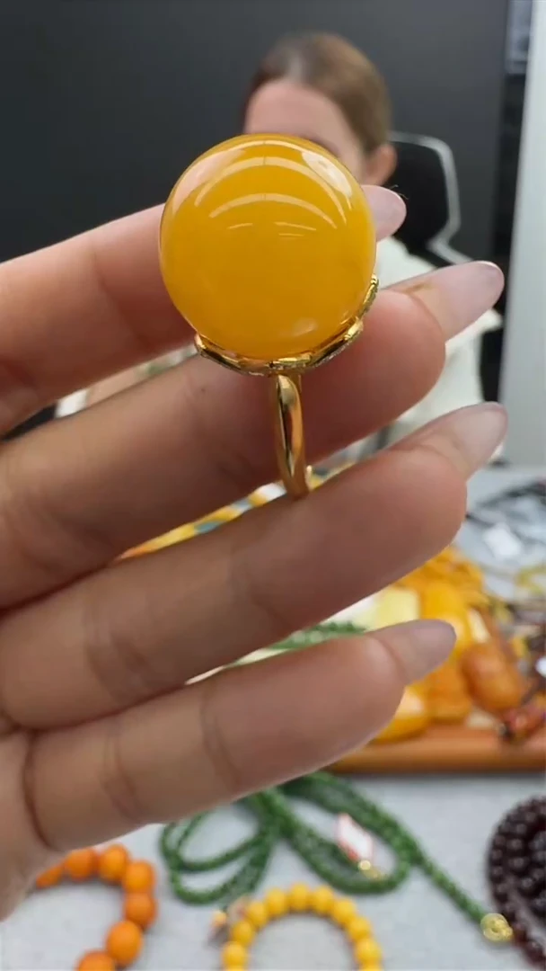【闪购商品】琥珀戒指未镶嵌6秒拍号