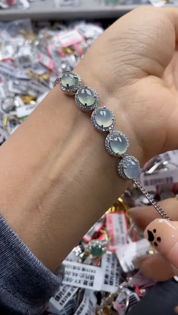 银S925镶嵌戒指翡翠666  2