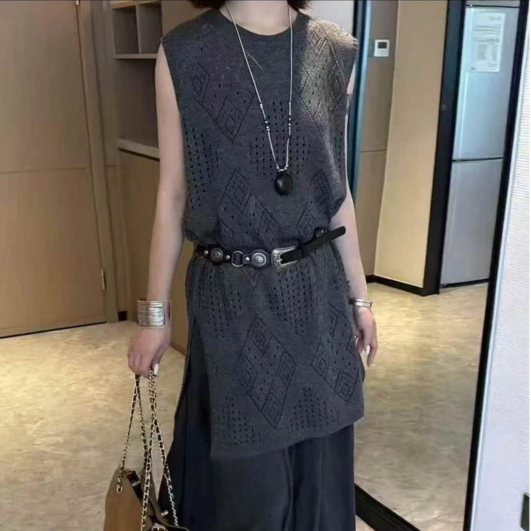 69139#2025秋季新款复古气质显瘦针织背心女宽松休闲背心马甲