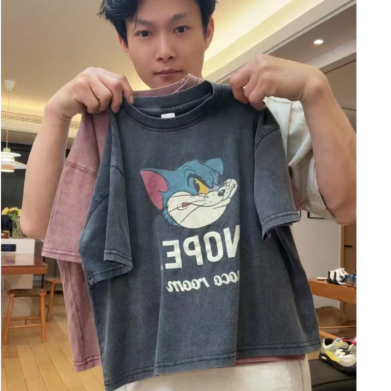 儿童纯棉短袖T恤男女童夏季韩版卡通印花洋气定宝休闲半袖上衣T