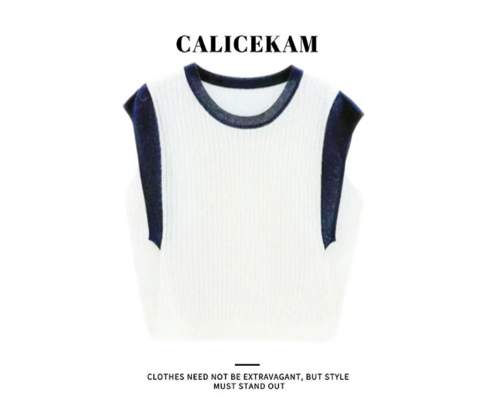 潮牌女装夏季拼色薄款毛衫温婉风毛衣撞色FY362