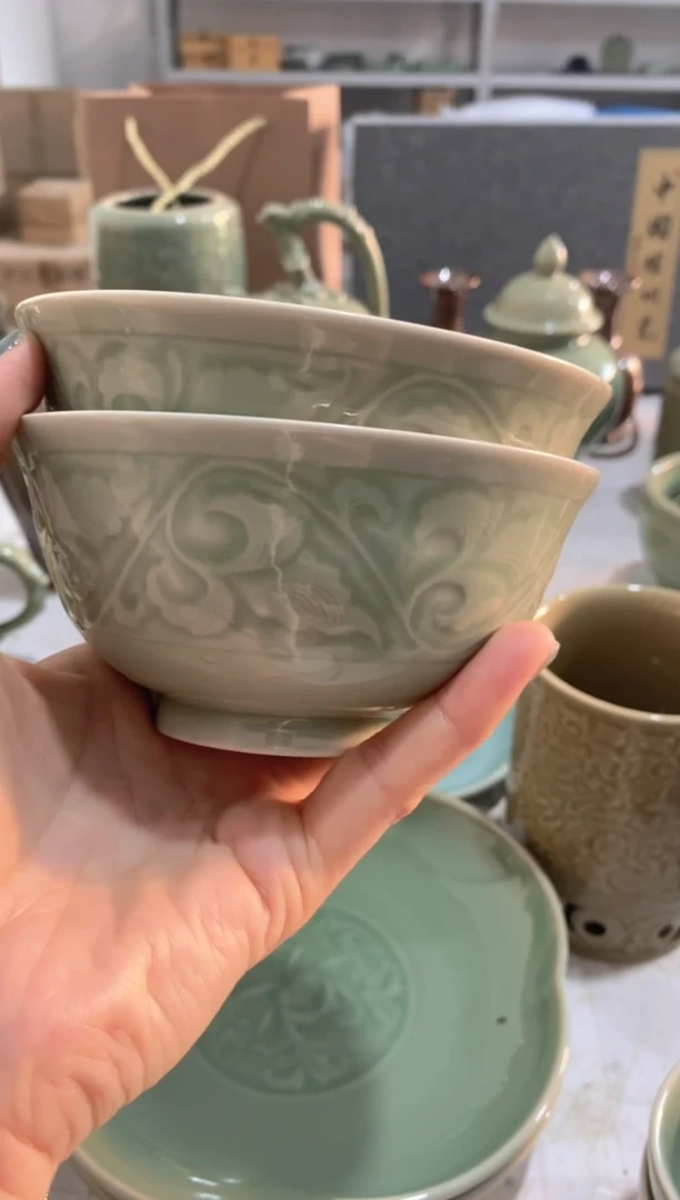 耀州窑老货 缠枝牡丹小碗 瑕疵处理 【2只】