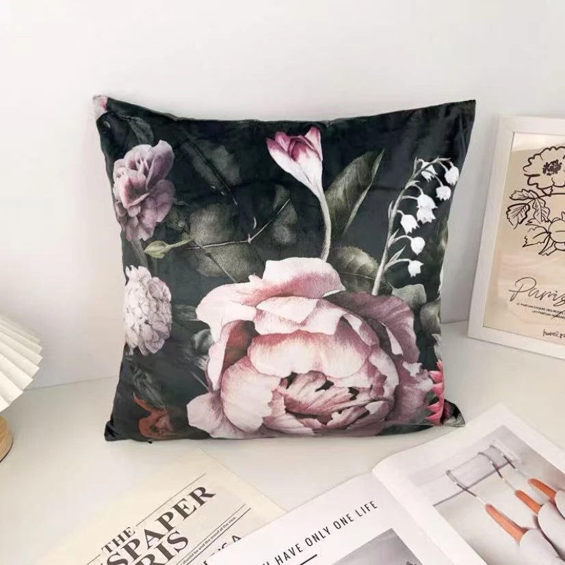 【两个 一对】45*45CM质感水墨丝绒北欧整套靠枕套