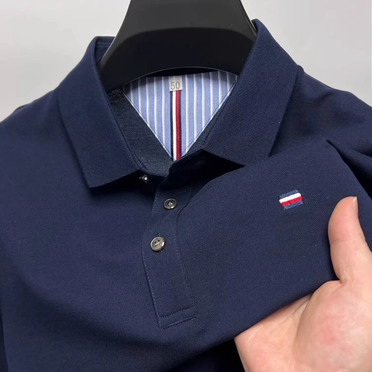 John Bunni100%纯棉短袖POLO衫男士夏季纯色休闲下摆开叉T恤衫
