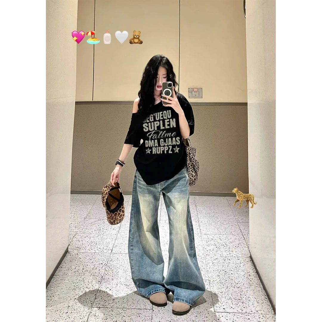 夏季新款显瘦遮肉斜肩短袖t恤女爆款性感辣妹一字露肩洋气衣服女