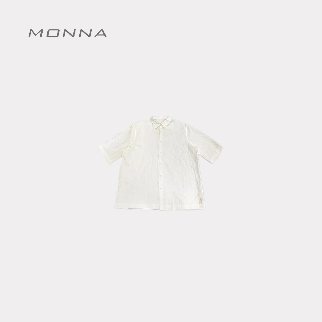 【CiCi】极简休闲风棉质宽松廓形半袖衬衫 YLM00806