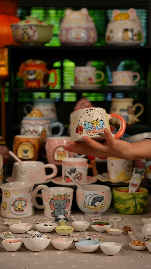 陶瓷无盖款景德镇高温釉下彩纯手绘创意瓷