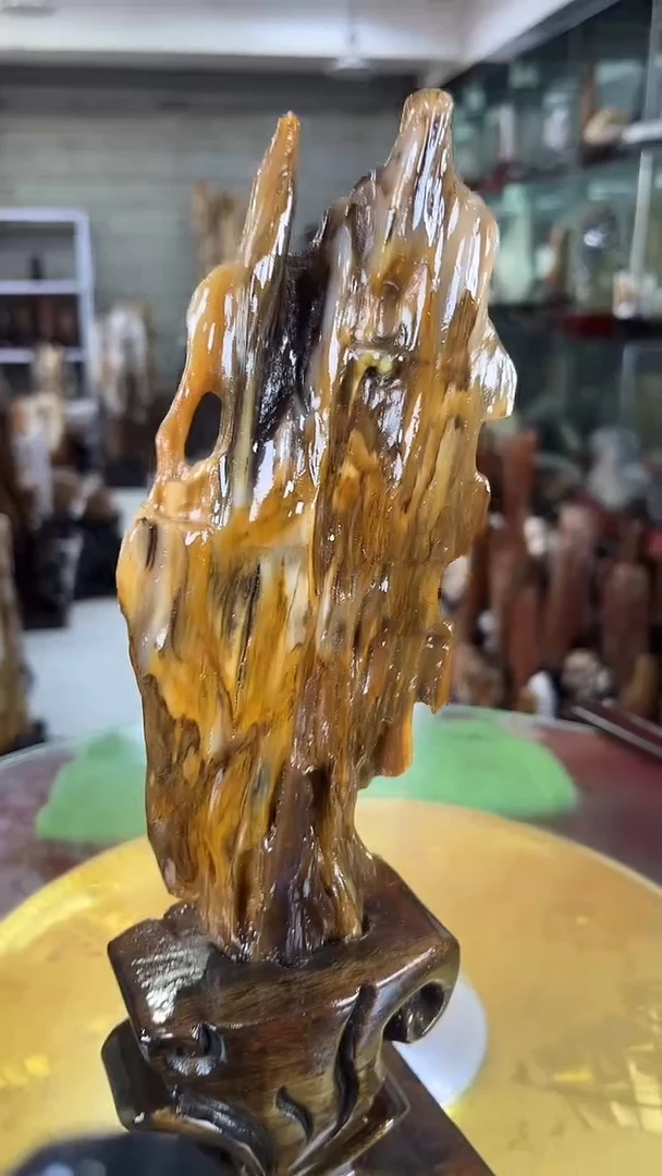 硅化玉珠宝奇石未镶嵌缅甸天然树化玉摆件