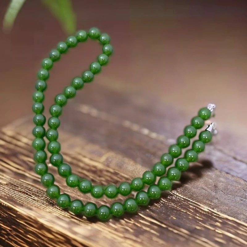 【恩上珠宝】俄罗斯产地天然玉石 082 俄七料俄料菠菜绿8mm