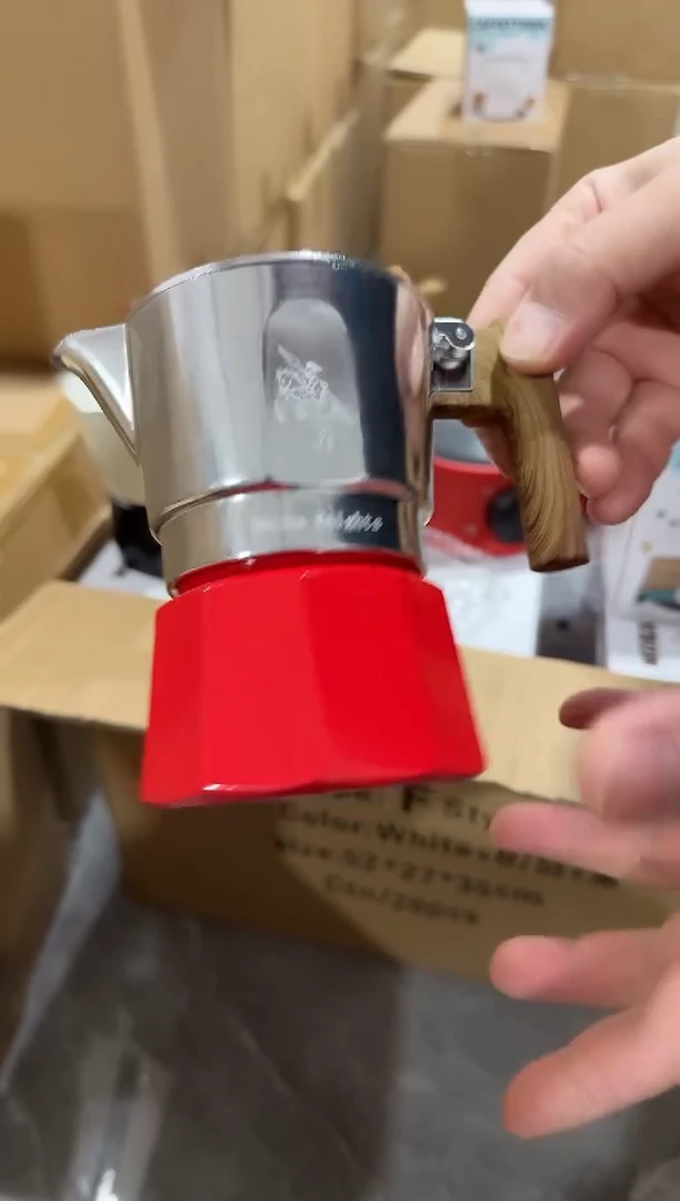 【本红骑士】6代双阀2杯白陶内胆摩卡咖啡壶