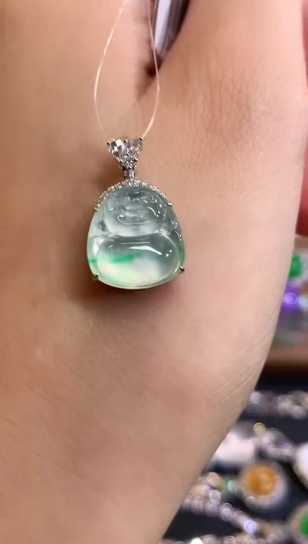 吊坠(不含链)18K金镶嵌翡翠q59