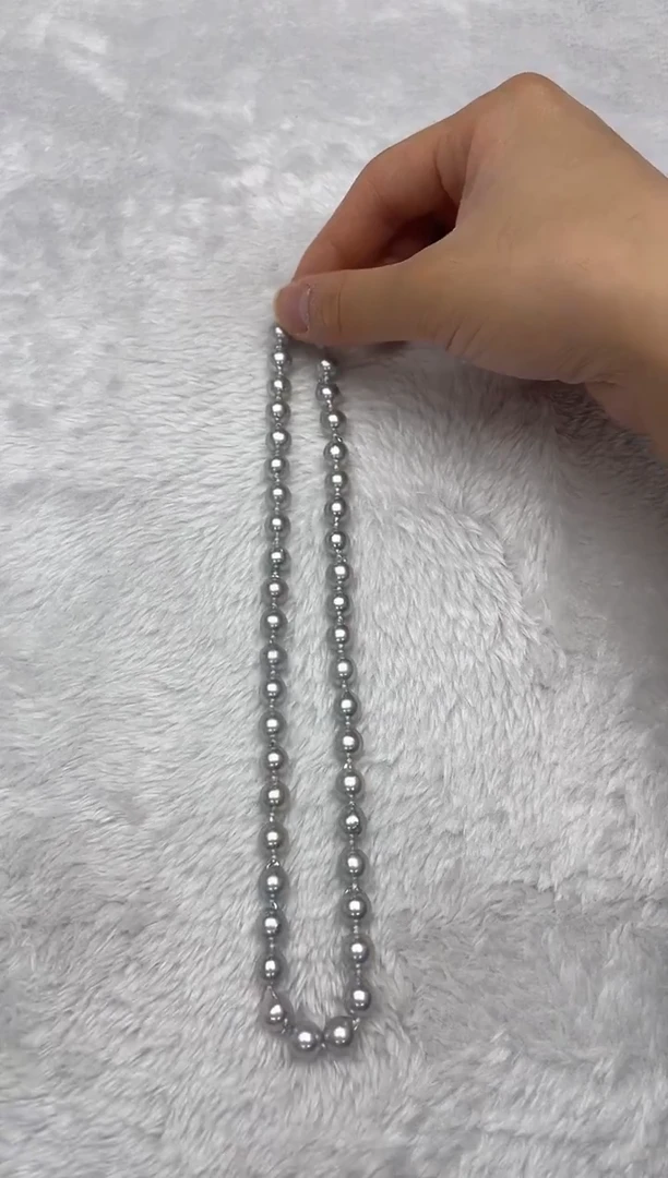 项链银S925镶嵌海水珍珠AK真多麻8-8.5mm