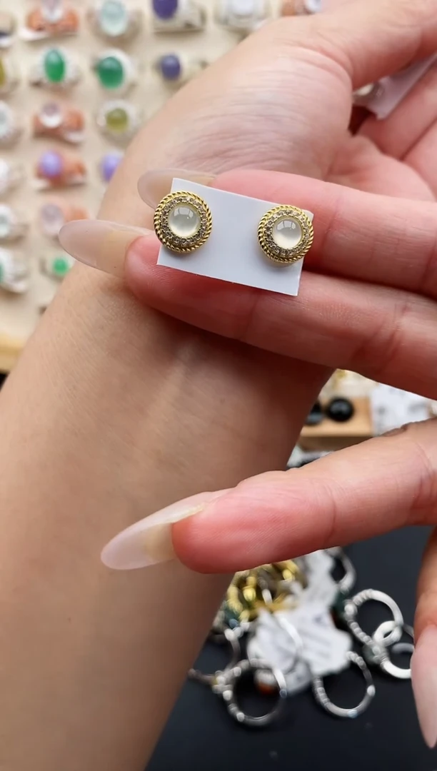 银S925镶嵌戒指翡翠缅甸天然A货翡翠11   10-1