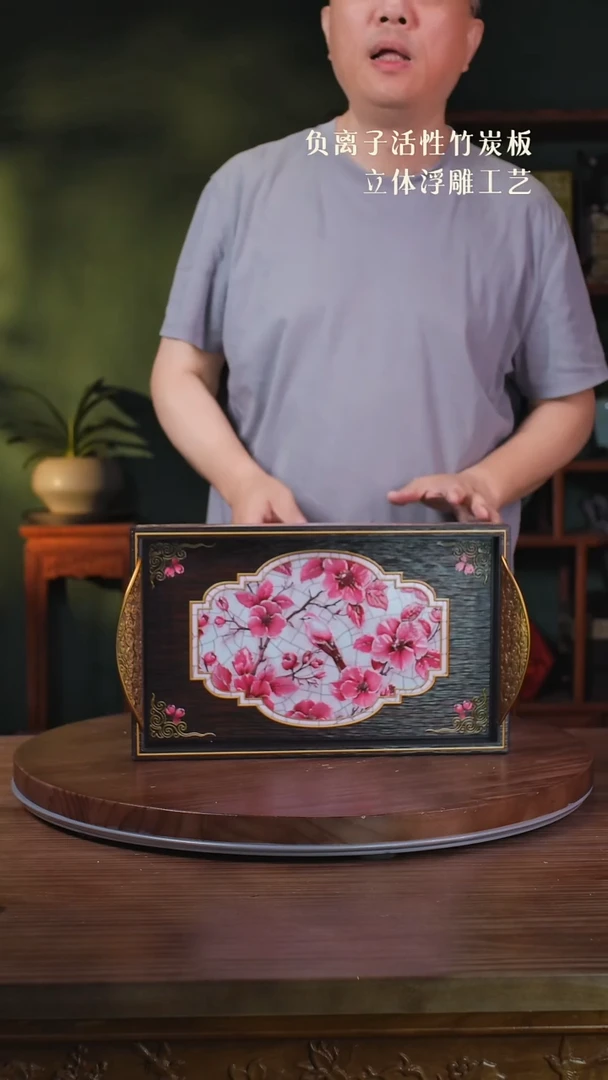 壹藏贰宝釉红花鸟托盘