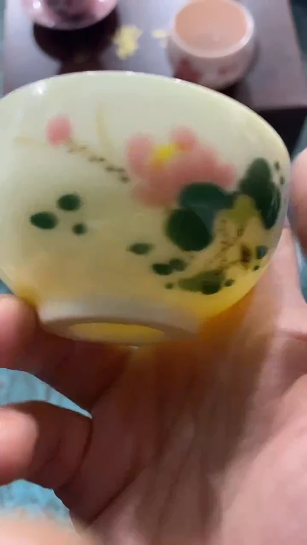 摆件陶黄稀土荷塘月色杯