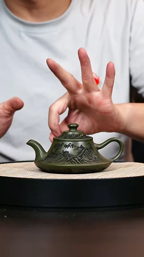 茶壶紫砂绿泥长城云炉